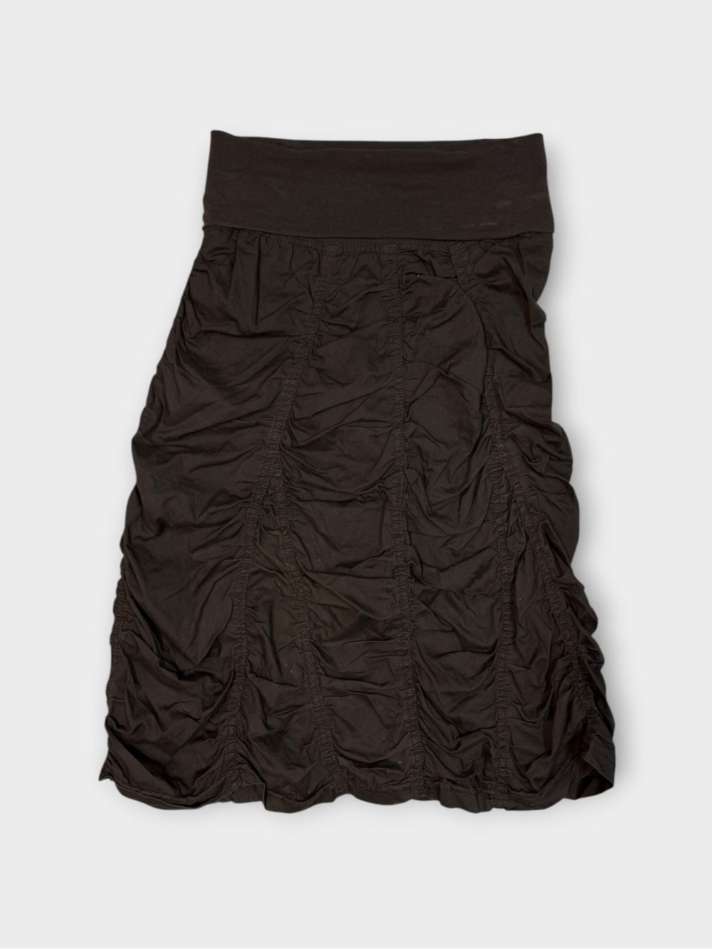 Elan Brown Ruched Foldover Waist Bandage Skirt